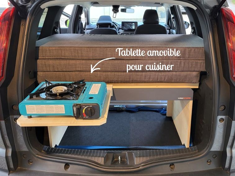 kit pour dormir et cuisiner dans sa voiture.